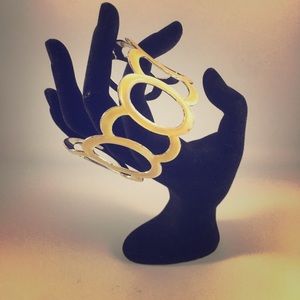 Vintage Retro Yellow Enameled Cuff Bangle Bracelet